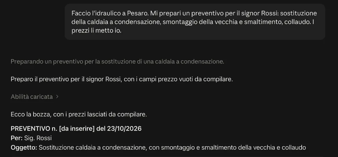 Claude usa da solo la skill giusta