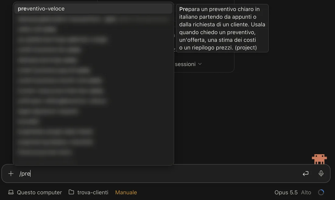 La scheda Code dell'app, con le tue skill a portata di mano